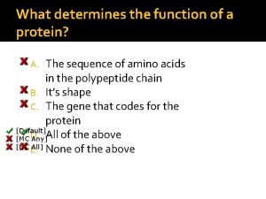What determines the function of a protein The