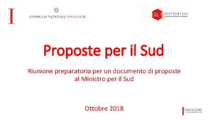 Proposte per il Sud Riunione preparatoria per un