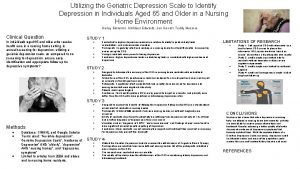 Utilizing the Geriatric Depression Scale to Identify Depression