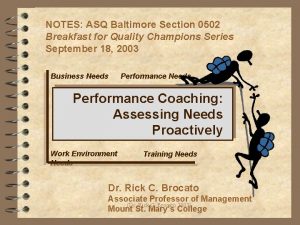 NOTES ASQ Baltimore Section 0502 Breakfast for Quality