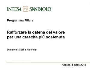 Programma Filiere Rafforzare la catena del valore per