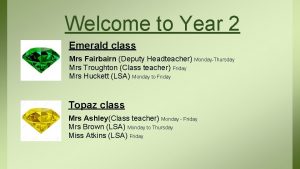 Welcome to Year 2 Emerald class Mrs Fairbairn