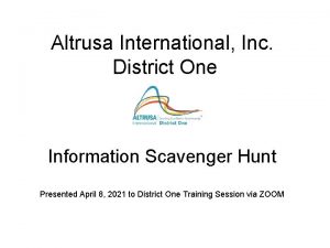 Altrusa International Inc District One Information Scavenger Hunt