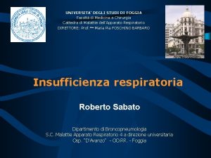 UNIVERSITA DEGLI STUDI DI FOGGIA Facolt di Medicina