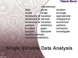 Vocabulary data mean median mode range average measures