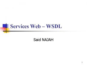 Services Web WSDL Said NAJAH 1 Plan du