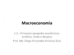 Macroeconomia 1 2 Principais agregados econmicos produto renda