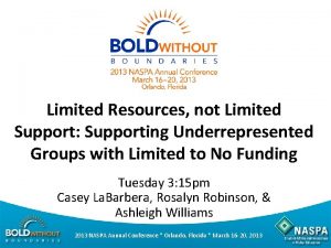 Limited Resources not Limited Support Supporting Underrepresented Groups