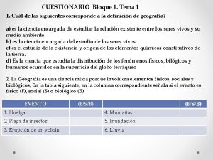 CUESTIONARIO Bloque 1 Tema 1 1 Cul de