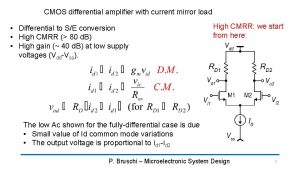 CMOS differential amplifier with current mirror load Differential