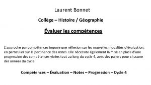 Laurent Bonnet Collge Histoire Gographie valuer les comptences