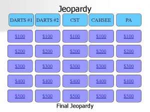 Jeopardy DARTS 1 DARTS 2 CST CAHSEE PA