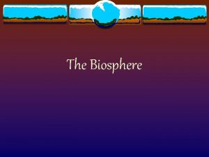 The Biosphere What is Ecology v Scientific study