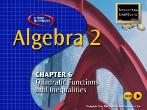 6 1 Graphing Quadratic Functions Quadratic function equation