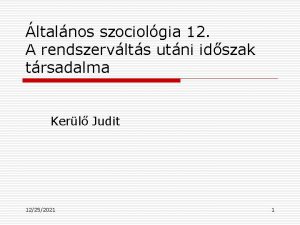 ltalnos szociolgia 12 A rendszervlts utni idszak trsadalma