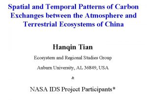 Spatial and Temporal Patterns of Carbon Exchanges between