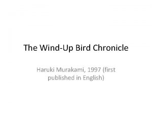 The WindUp Bird Chronicle Haruki Murakami 1997 first