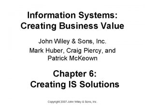 Information Systems Creating Business Value John Wiley Sons