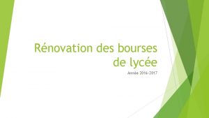 Rnovation des bourses de lyce Anne 2016 2017