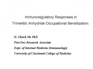 Immunoregulatory Responses in Trimellitic Anhydride Occupational Sensitization D