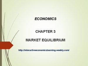 ECONOMICS CHAPTER 3 MARKET EQUILIBRIUM http interactiveeconomicslearning weebly