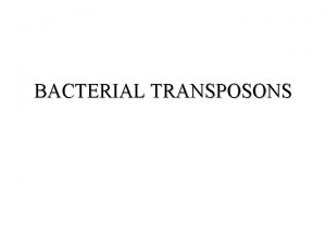 BACTERIAL TRANSPOSONS TRANSPOSONS Transposable elements Jumping genes Mobile