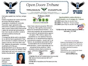 Open Doors Tribune Estimados acadmicos familias y amigos