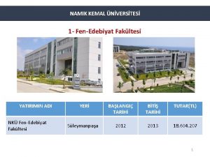 NAMIK KEMAL NVERSTES 1 FenEdebiyat Fakltesi YATIRIMIN ADI