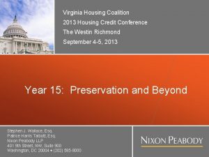 Virginia Housing Coalition Title Slide 2013 Housing Credit