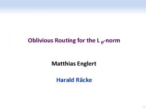 Oblivious Routing for the L pnorm Matthias Englert