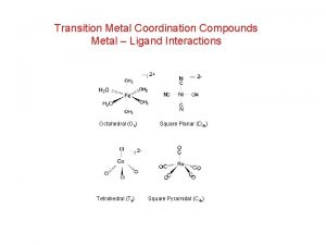 Transition Metal Coordination Compounds Metal Ligand Interactions Octahedral