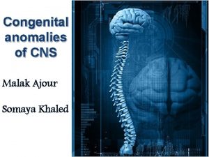 Congenital anomalies of CNS Malak Ajour Somaya Khaled