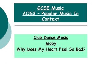 GCSE Music AOS 3 Popular Music In Context