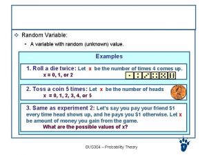 Probability Distribution v Random Variable A variable with