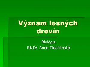 Vznam lesnch drevn Biolgia RNDr Anna Plachtinsk Zdroj