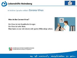 In leichter Sprache erklrt CoronaVirus Was ist das
