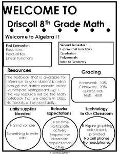 WELCOME TO Driscoll 8 th Grade Math Welcome