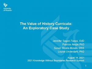 The Value of History Curricula An Exploratory Case