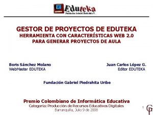 Fundacin Gabriel Piedrahita U GESTOR DE PROYECTOS DE