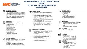 NEIGHBORHOOD DEVELOPMENT AREA NDA ECONOMIC DEVELOPMENT RFP ONEPAGER