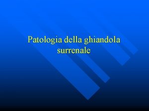 Patologia della ghiandola surrenale Anatomia macroscopica n n