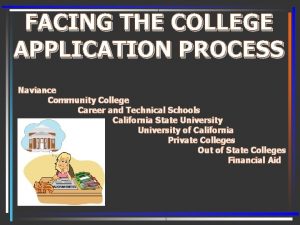 FACING THE COLLEGE APPLICATION PROCESS Naviance Community College