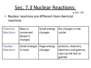 Sec 7 3 Nuclear Reactions p 312 325