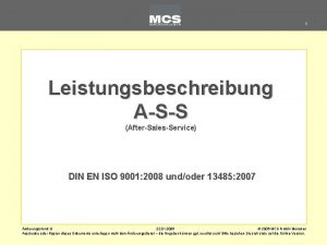 1 Leistungsbeschreibung ASS AfterSalesService DIN EN ISO 9001