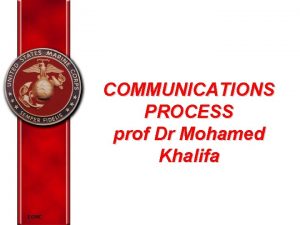 COMMUNICATIONS PROCESS prof Dr Mohamed Khalifa EORC Overview