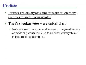 Protists Protists are eukaryotes and thus are much