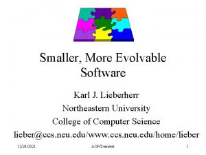 Smaller More Evolvable Software Karl J Lieberherr Northeastern