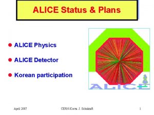ALICE Status Plans l ALICE Physics l ALICE