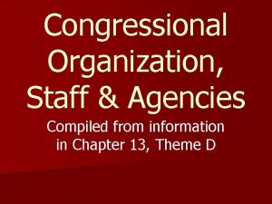Congressional Organization Staff Agencies Compiled from information in