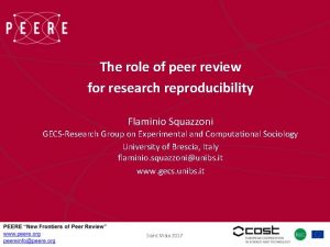 The role of peer review for research reproducibility